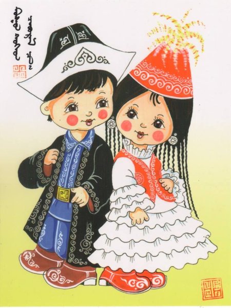 Национальная одежда казахов вектор