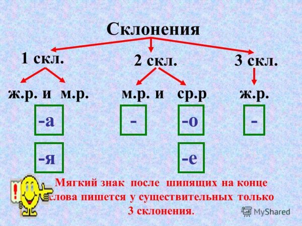 Мягкий знак пишется после шипящих у существительных 2 склонения