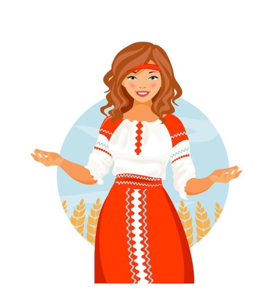 Девочка в русском национальном костюме векторный