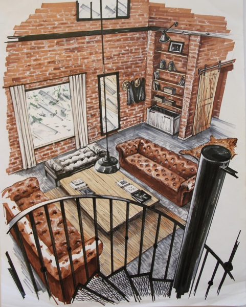 Набросок интерьера комнаты