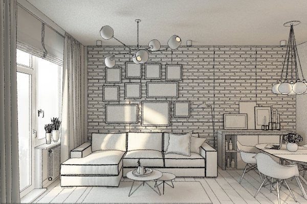 Скетч интерьера кафе