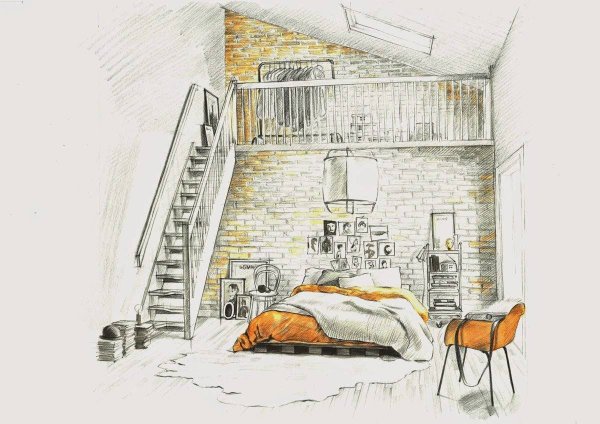 Стиль лофт в интерьере зарисовки