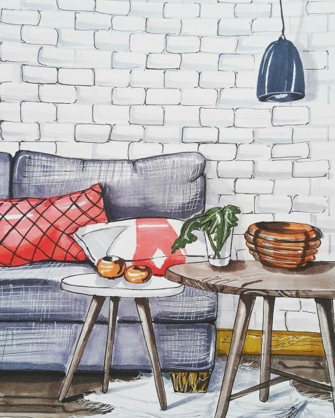 Скетч интерьера кухни