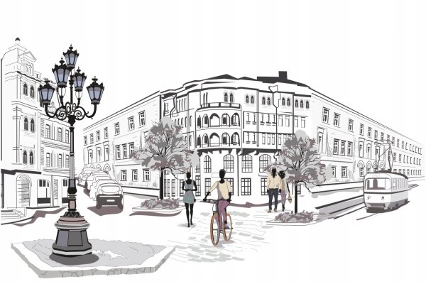 Городская площадь иллюстрация