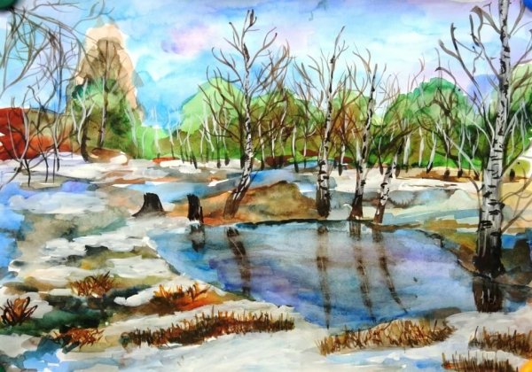 Весенний пейзаж для детей