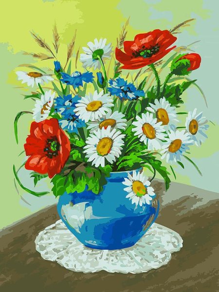 Ваза с цветами красками