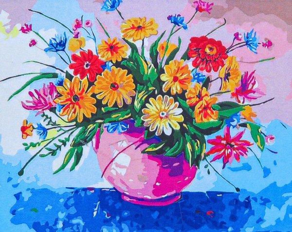 Ваза с цветами красками