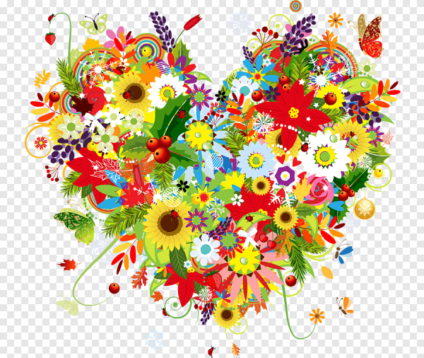 Яркие цветы на прозрачном фоне