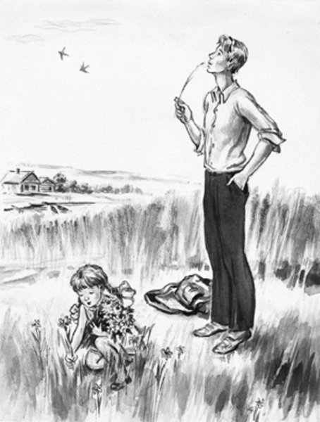 Рисунок к рассказу голубая чашка Гайдара