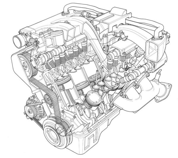 Чертеж двигателя Исудзу 6hk1