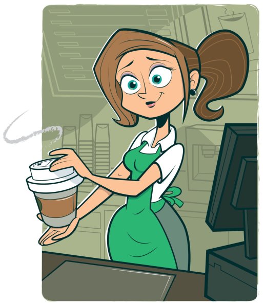 Бариста нарисованный