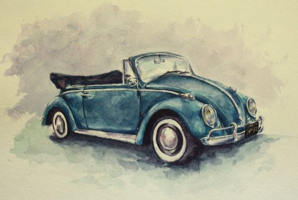 Ретро автомобиль акварель