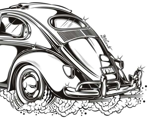 Ретро автомобиль акварель