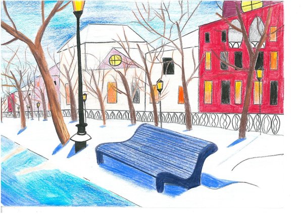 Городской зимний пейзаж легкий