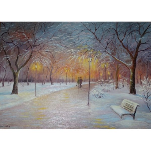 Зимний парк живопись