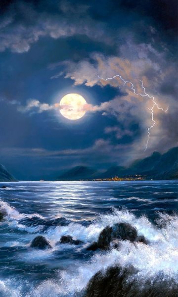 Морской пейзаж ночью