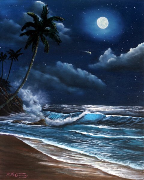 Ночное море живопись