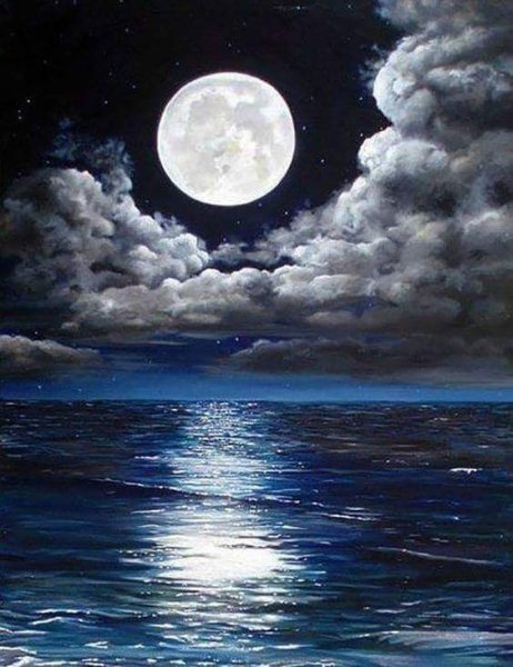 Ночное море акрилом