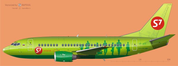 Раскраска самолет Боинг 737 s7