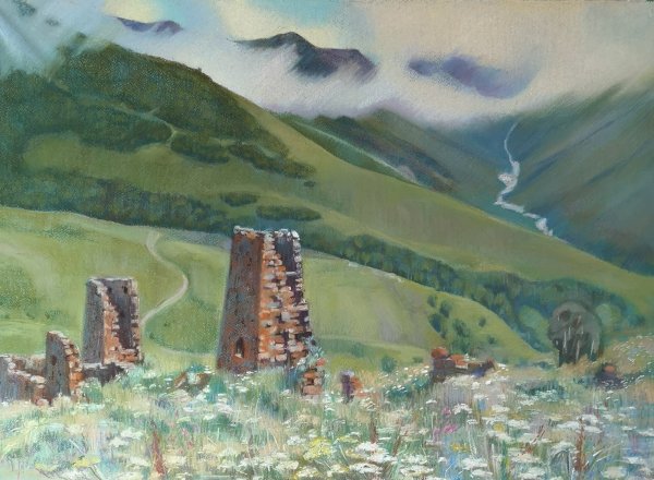 Горы Осетии живопись