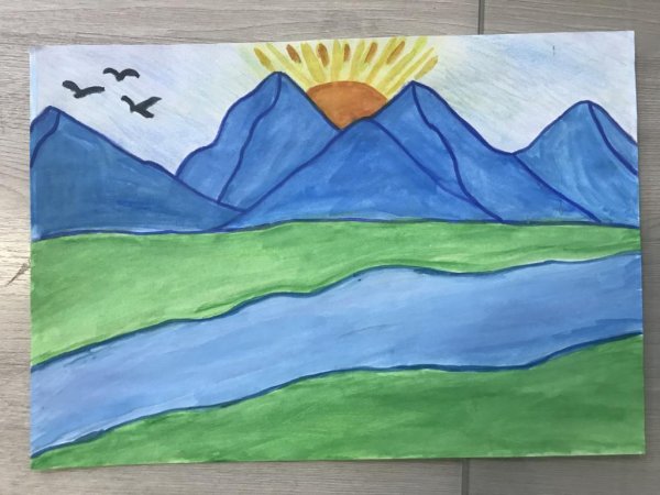 Горы Осетии рисование для детей