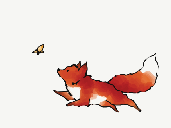 Лисенок арт на белом фоне