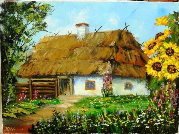 Украинские хаты-мазанки картины