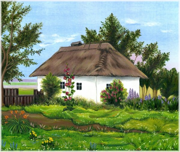 Украинская хата рисунок