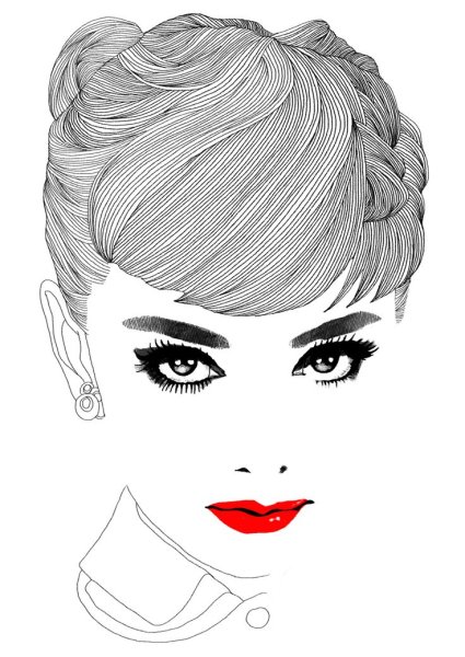 Эскиз лица Одри Хепберн