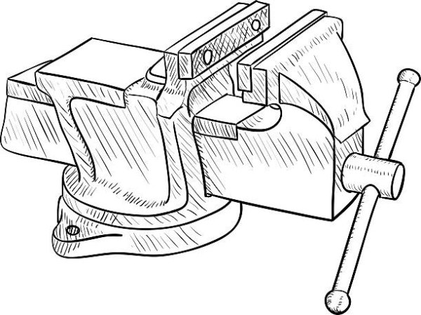 Рисунок слесарных тисков