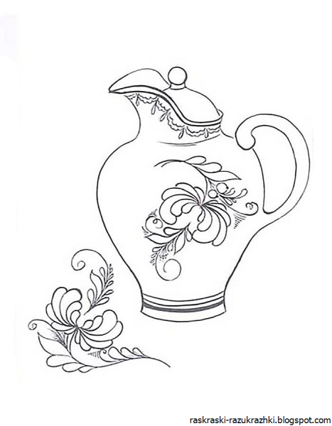 Гжельская роспись кувшин раскраска