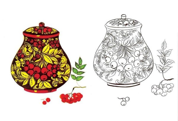 Хохлома раскраска для детей