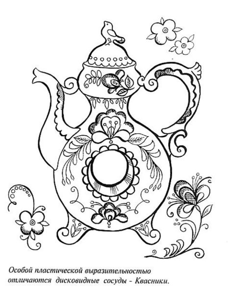Самовар Гжель раскраска