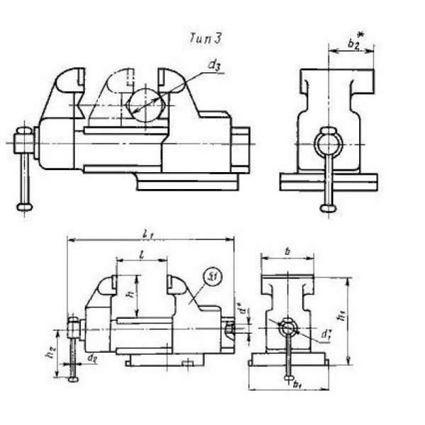 Тиски поворотные слесарные чертежи