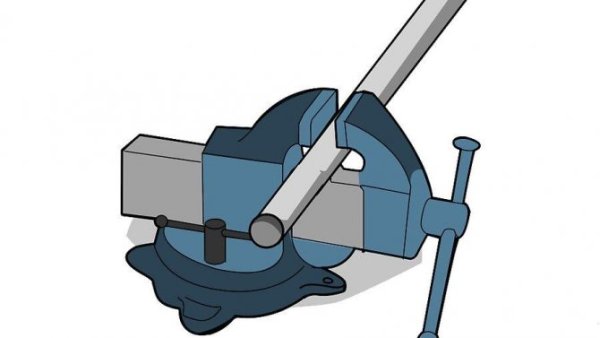 Фиксация трубы в тисках слесарных