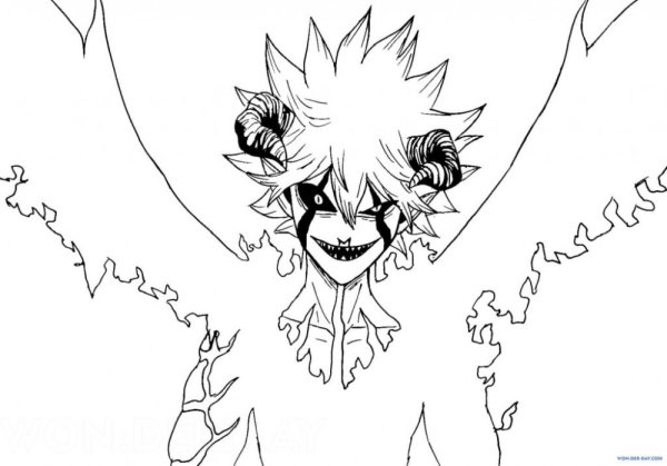 Раскраска аниме черный Клевер