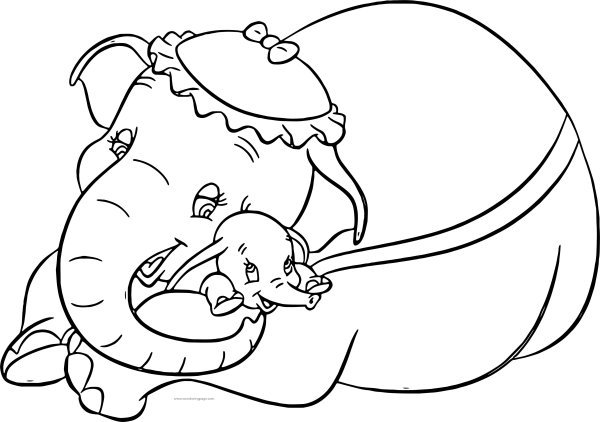 Слоненок Дамбо раскраска