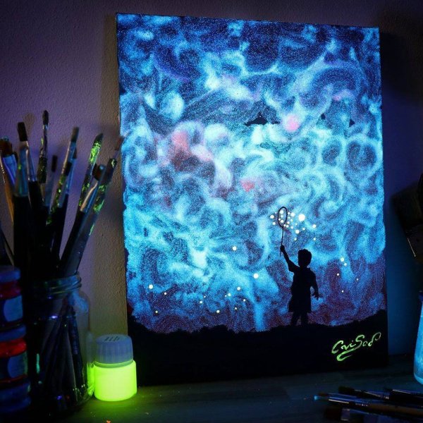 Рисование светящимися красками