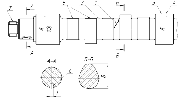 Чертеж газораспределительного вала
