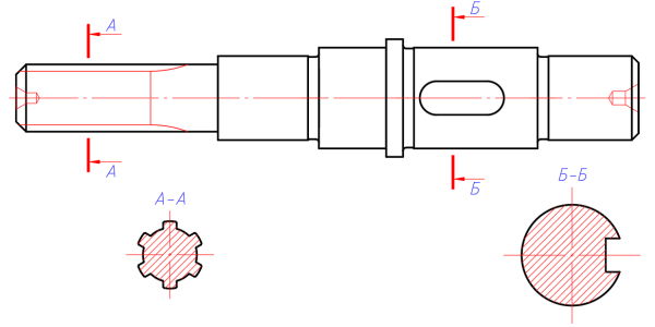 Шпоночный ПАЗ на валу чертеж