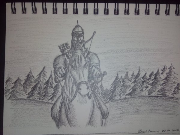 Витязь рисунок карандашом