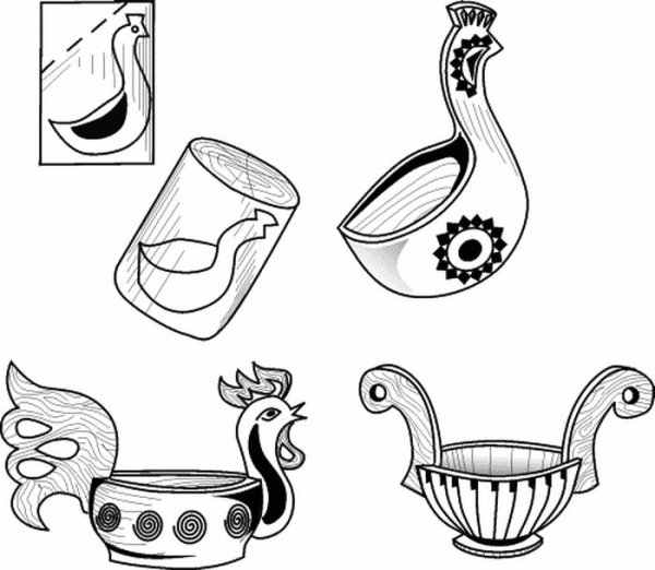 Ковш Городецкая роспись