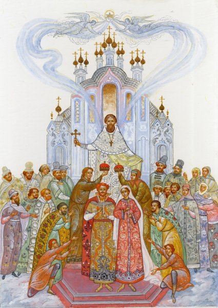 Церковное венчание в древней Руси