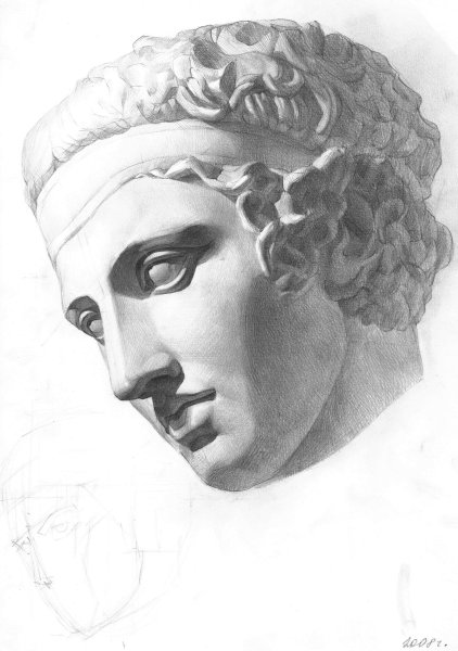 Голова Диадумена Академический рисунок
