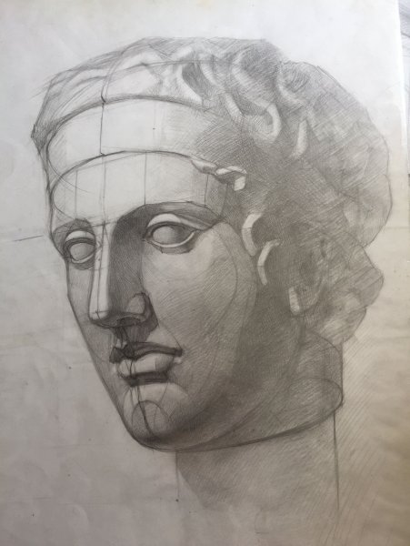 Рисунок гипсовой головы Диадумена