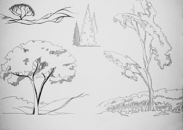 Стаффаж антураж деревья кусты