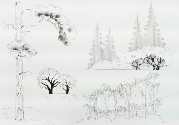 Антураж стаффаж деревья Графика