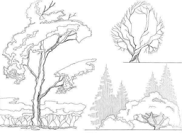 Антураж стаффаж деревья