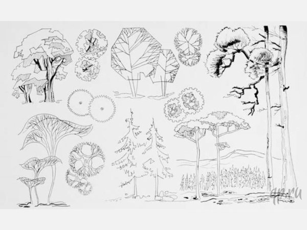 Антураж стаффаж деревья