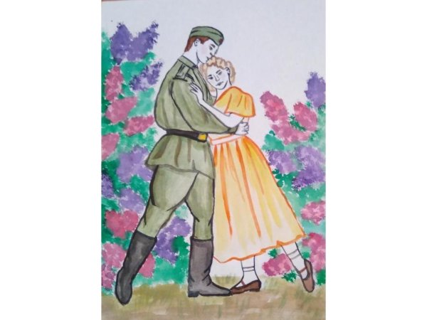 Солдат и девочка рисунок